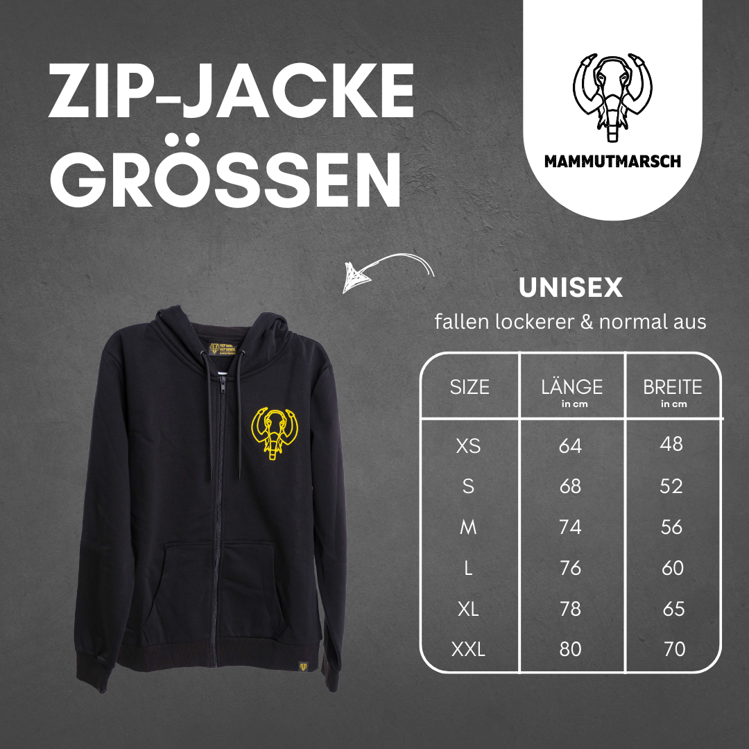 ZIP-Jacke Größen
